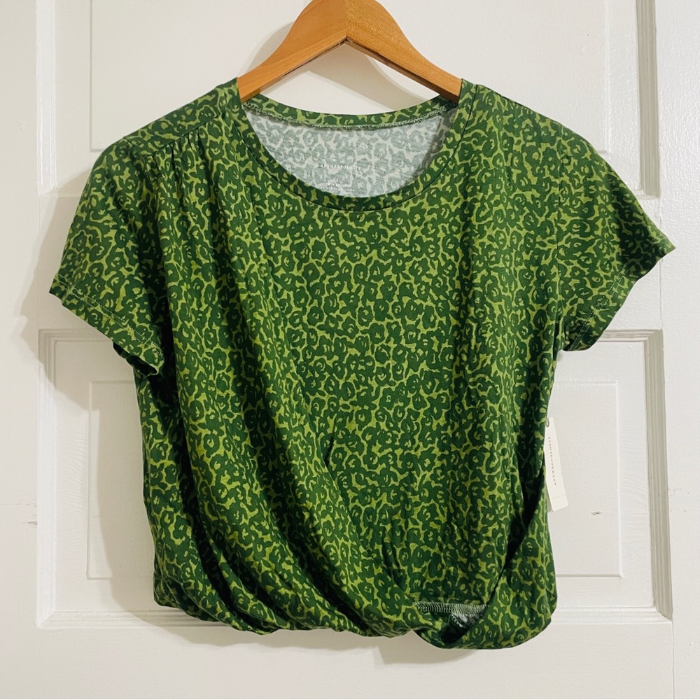 NWT Anthropologie Draped Tee Cheetah Animal Print Green Small - Picture 6 of 8
